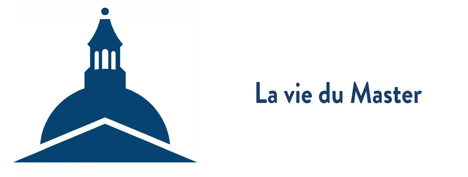 A gauche le pictogramme du Panthéon - à droite le texte "la vie du master"